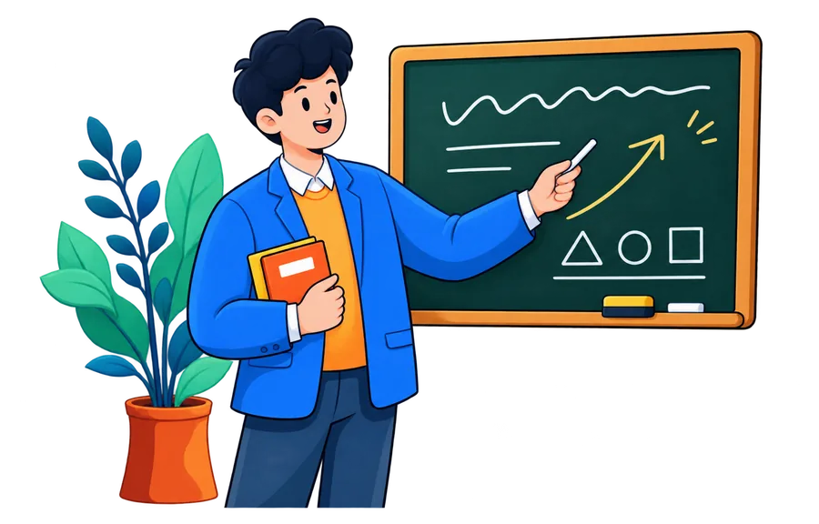 English & Social Science learning illustration